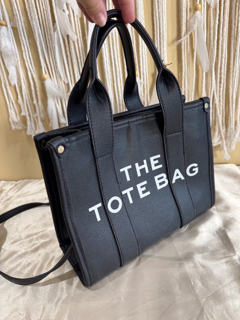 Toteme Black Leather 'THE TOTE BAG' Logo Tote